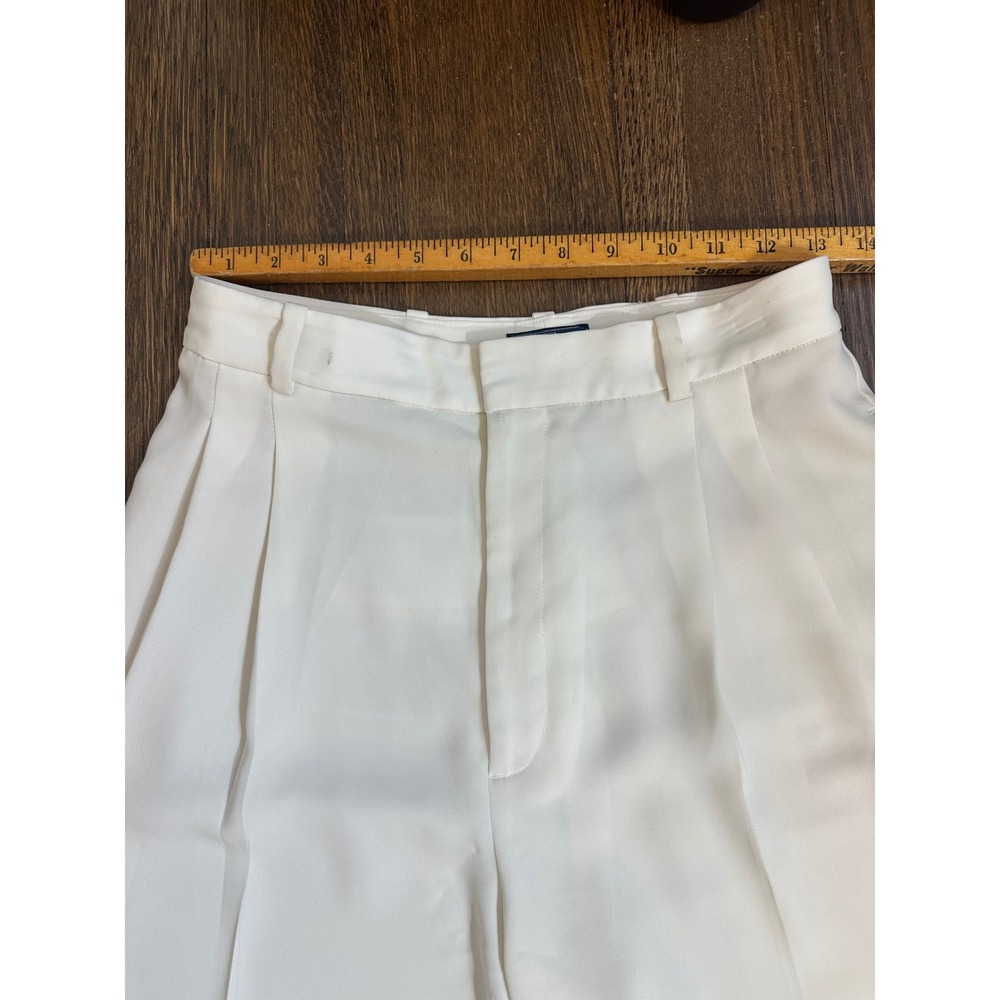 Polo Ralph Lauren Women Off White Pleated Cuffed Wide Leg Trousers Pants - Picture 3 of 8